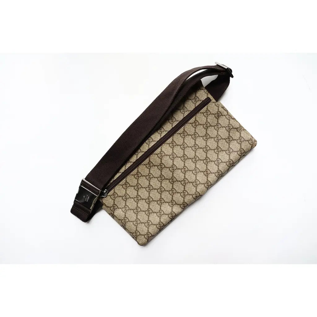 Gucci Monogram Canvas Double Pocket Belt Bag